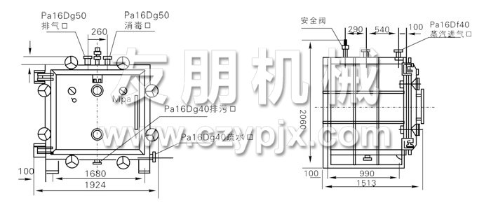 方形靜態(tài)真空干燥機結構示意圖 方形靜態(tài)真空干燥機結構示意圖